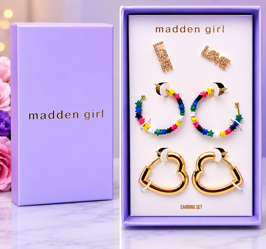 SET DE 3 PARES DE ARETES MADDEN GIRL